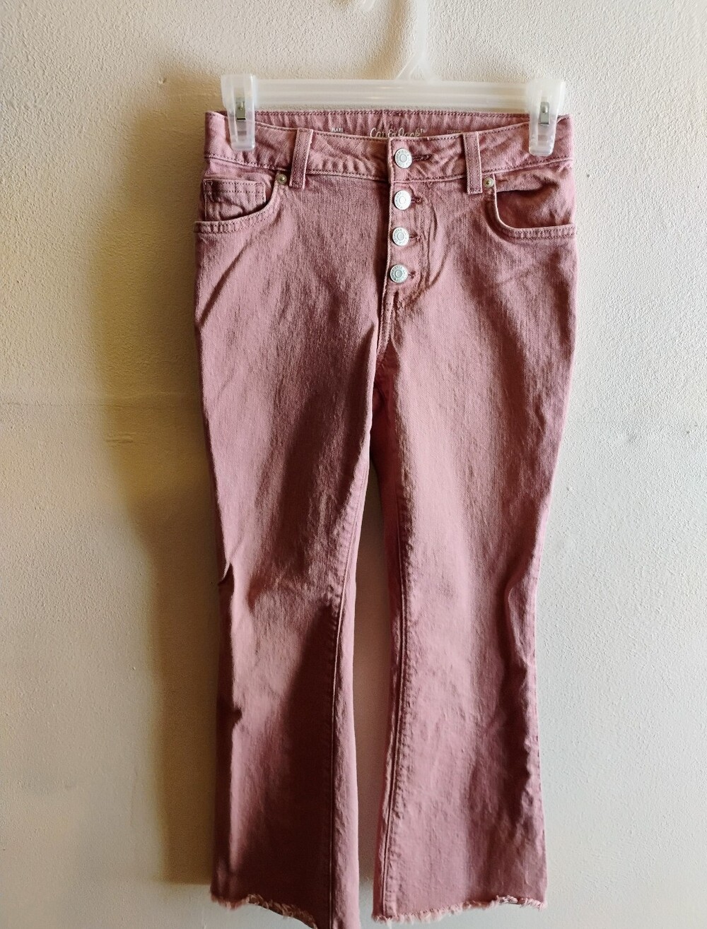 Cat & Jack Dusty Rose Button-Front Flare Jeans